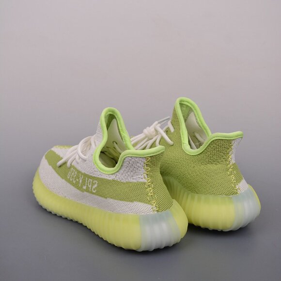 Yeezy 350 V2 White Fluorescent Green Sneakers - Picture 2 of 9